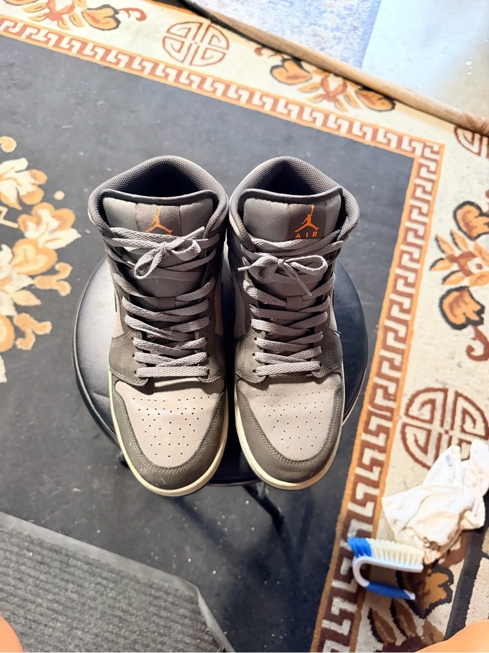 Jordan Men’s High-Top Sneakers in Gray with Orange Jumpman